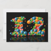 12e verjaardagsfeest, met bubbels en ballen kaart (Voorkant)