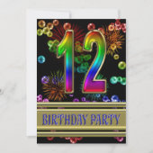 12e verjaardagsfeest Uitnodiging met bubbels (Voorkant)