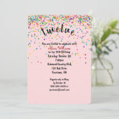 12e verjaardagsfeestje confetti uitnodiging (Staand voorkant)