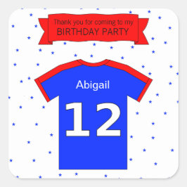 12e verjaardagsfeestje dank je eigen naam en tekst vierkante sticker