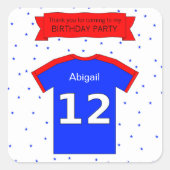 12e verjaardagsfeestje dank je eigen naam en tekst vierkante sticker (Voorkant)