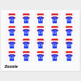 12e verjaardagsfeestje dank je eigen naam en tekst vierkante sticker