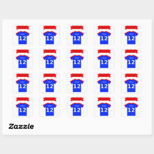 12e verjaardagsfeestje dank je eigen naam en tekst vierkante sticker