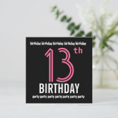 12e Verjaardagsfeestje Uitnodiging Sjabloon Roze Z (Staand voorkant)