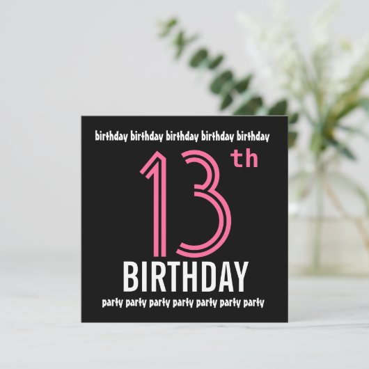 12e Verjaardagsfeestje Uitnodiging Sjabloon Roze Z (Staand voorkant)