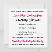 12e Verjaardagsfeestje Uitnodiging Sjabloon Roze Z (Achterkant)