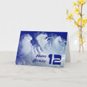 12e verjaardagskaart met wilde witte surven paarde kaart (Gele Bloem)