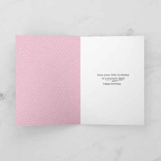 12e verjaardagstablet kat kaart (Binnen)