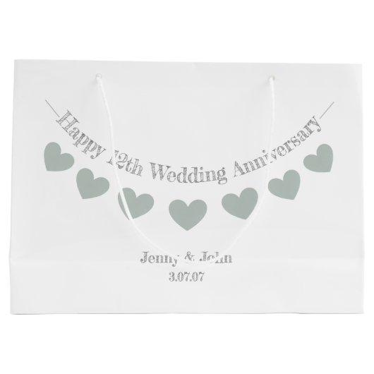 12e/ zijden bruiloft Jubileum met jade harten Groot Cadeauzakje (Achterkant)