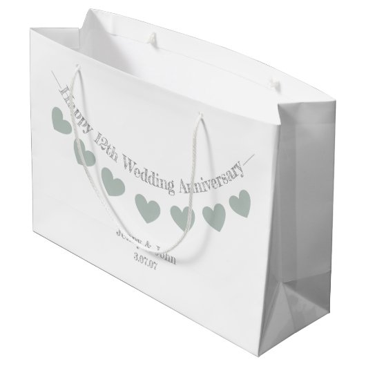 12e/ zijden bruiloft Jubileum met jade harten Groot Cadeauzakje (Achterkant Gekanteld)