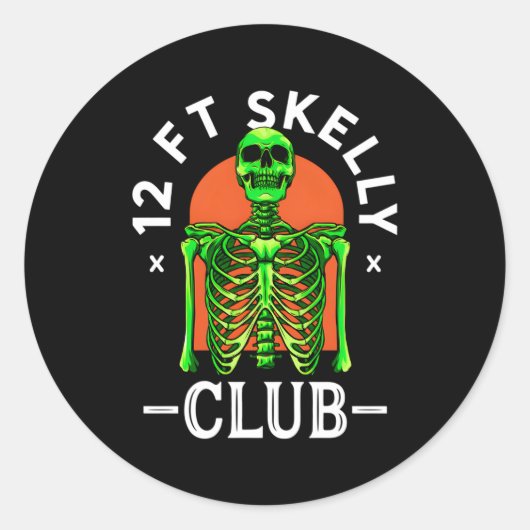 12ft Skelly Club Halloween 12 voet Skeleton Apprec Ronde Sticker (Voorkant)