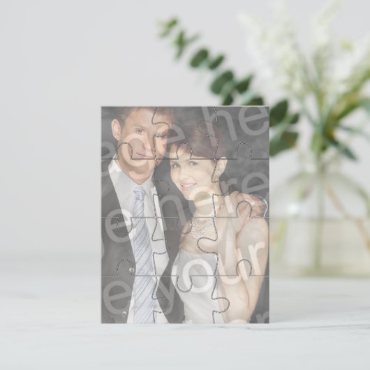 12pc - Aangepaste foto "Mock" Puzzle Vertical Invi Kaart (Staand voorkant)