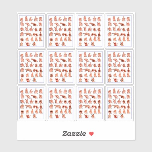 12pcs American Sign Language Alphabet Board, Asl Sticker (Vel)