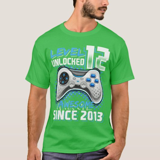 12th Birthday Boy Level 12 Gamer 12 Year Video Gam T-shirt (Voorkant)
