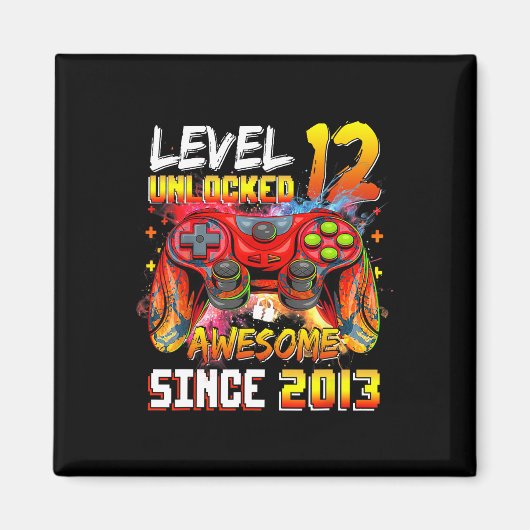 12th Birthday Boy Level 12 Ontgrendeld Geweldige 2 Magneet (Voorkant)
