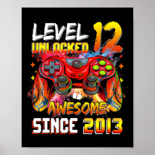 12th Birthday Boy Level 12 Ontgrendeld Geweldige 2 Poster