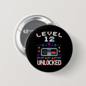 12th Birthday Boy Level 12 Ontgrendeld Grappige Vi Ronde Button 5,7 Cm (Voorkant /achterkant)