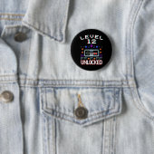 12th Birthday Boy Level 12 Ontgrendeld Grappige Vi Ronde Button 5,7 Cm (In situ)