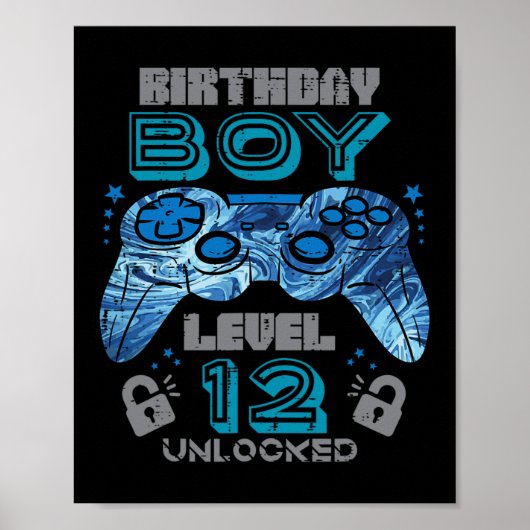 12th Birthday Gamer Level 12 ontgrendelde videogam Poster (Voorkant)