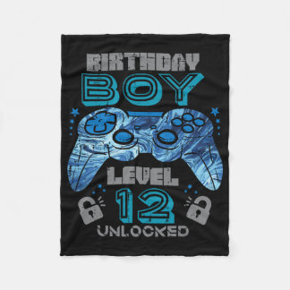 12th Birthday Gamer Level 12 Unlocked Video Gaming Fleece Deken