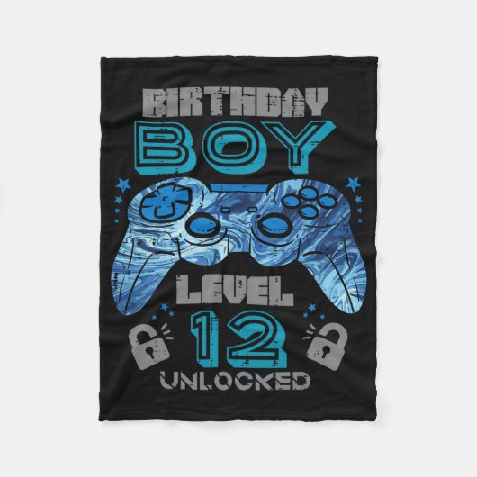 12th Birthday Gamer Level 12 Unlocked Video Gaming Fleece Deken (Voorkant)