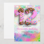 12th Birthday Girls Invitation Kaart (Voorkant / Achterkant)