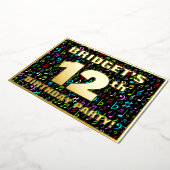 12th Birthday Party — Fun, Colorful Music Symbols Folie Uitnodiging (Gedraaid)