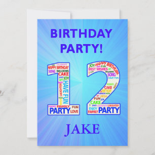 12th Birthday Party Invitation Voeg een naam toe Kaart