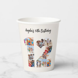 12th Birthday Photo Collage Number 12 Paper Cup Papieren Bekers