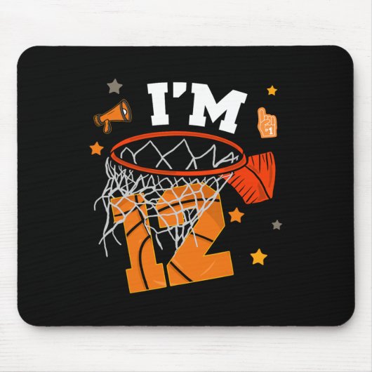 12th Birthday Sketll Boy Twelve Years 12 Yr Old Bd Muismat (Voorkant)