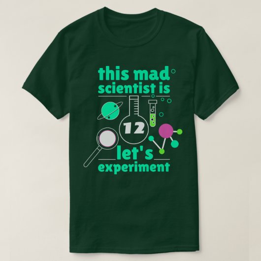 12th Birthday Twelve Science Mad Scientist Chemist T-shirt (Design voorkant)