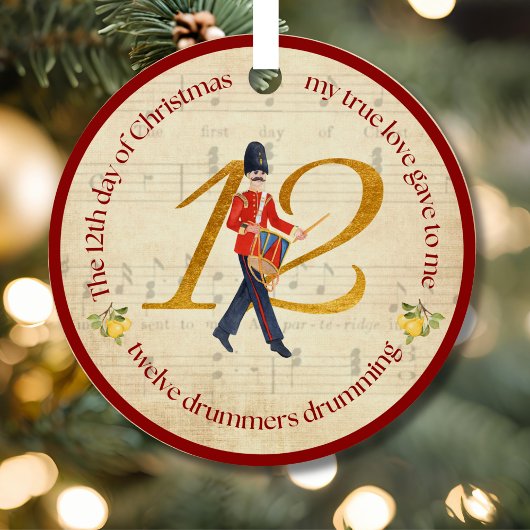 12th Day of Christmas Twelve Drummers Drumming Metalen Ornament