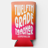12th Grade Teacher Orange Red Ombre Seltzer Blikjeskoeler (Voorkant)