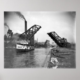 12th St. Bascule Bridge, Chicago, Illinois Poster