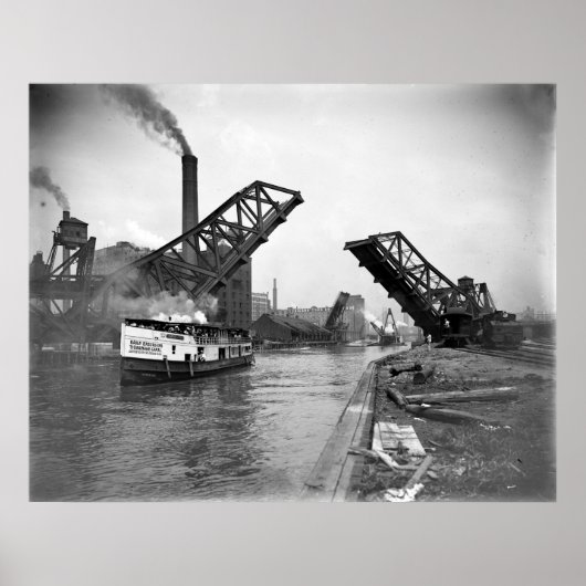  12th St. Bascule Bridge, Chicago, Illinois Poster (Voorkant)
