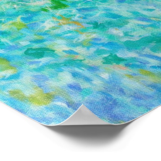 12x12 Abstracte Turquoise Blue Light Yellow Print (Hoek)