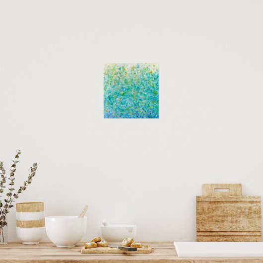 12x12 Abstracte Turquoise Blue Light Yellow Print (Keuken)