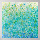 12x12 Abstracte Turquoise Blue Light Yellow Print (Voorkant)