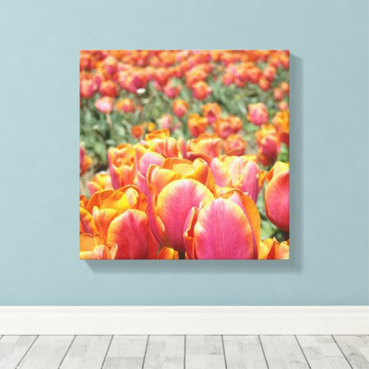 12x12 canvaskunstdrukken Tulp Flowers vierkant can Canvas Afdruk (Insitu (Houten vloer))