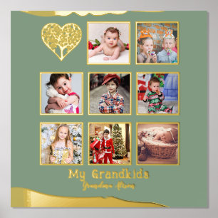 12x12 Foto Collage Gold Foil Sage Olive Green Folie Afdrukken