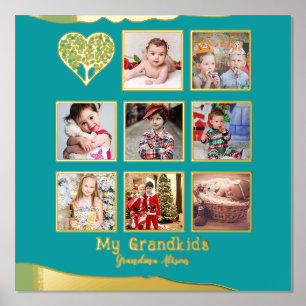 12x12 Foto Collage REAL GOLD FOIL Blauwgroen Turqu Folie Afdrukken