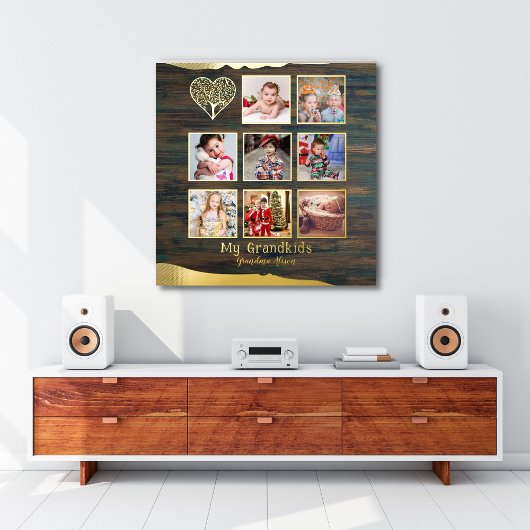 12x12 Foto Collage REAL GOLD FOIL Rustic Folie Afdrukken