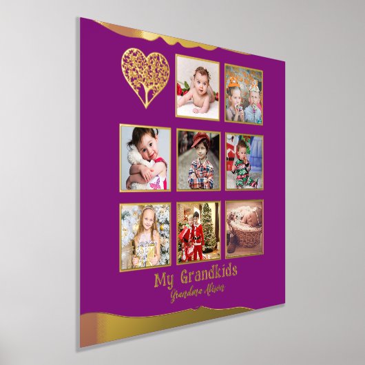 12x12 Fotocollage ECHT GOUD FOLIE Magenta Roze Folie Afdrukken (Laagn)