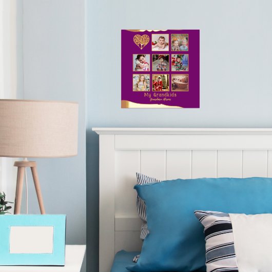 12x12 Fotocollage ECHT GOUD FOLIE Magenta Roze Folie Afdrukken (Insitu (Slaapkamer))