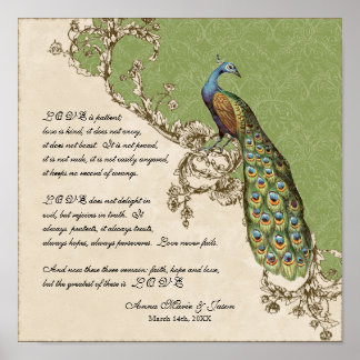 12x12  Peacock 1 - Wedding op persoonlijke titel Poster