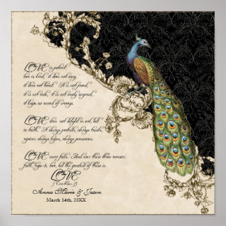 12x12  Peacock 1 - Wedding op persoonlijke titel Poster