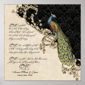12x12  Peacock 1 - Wedding op persoonlijke titel Poster