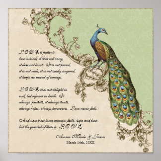 12x12  Peacock 1 - Wedding op persoonlijke titel Poster