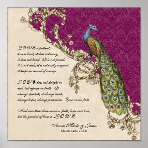 12x12  Peacock 1 - Wedding op persoonlijke titel Poster