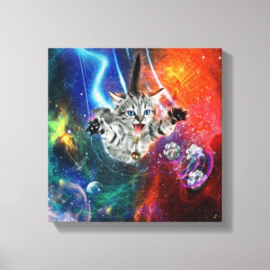 12x12 Psychedelische ruimte Kitty Cat op doek. Canvas Afdruk (Voorkant)